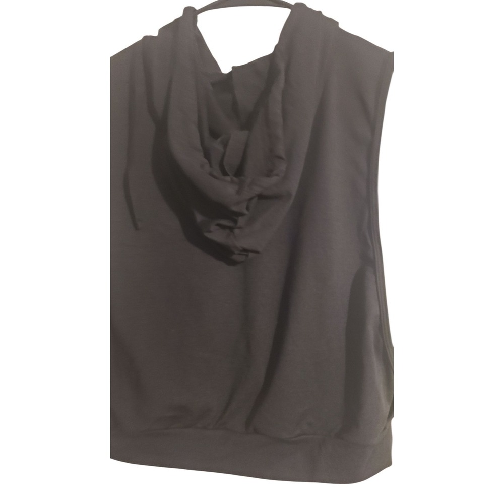 Halara Hooded Drawstring Sleeveless Cropped Running Tank Top Black Size Small - Picture 5 of 8